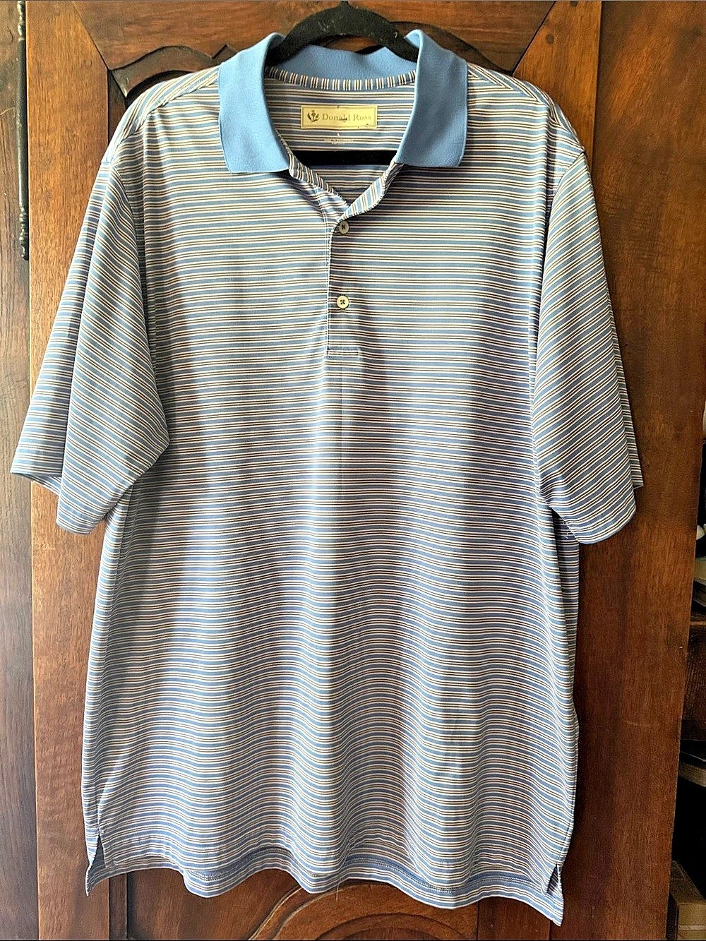 Donald Ross Striped Polo Blue Large like New